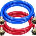 Cenipar 4FT Rubber Washing Machine Hoses Burst Proof 2 Pack For Hot and Cold Water 3/4" NPT Connection Water Supply Lines Fit for ALL Washing Machine