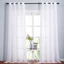 NICETOWN White Sheer Curtains Extra Long 135 inch Length for Large Windows, Grommet Soft and Touching Living Room Window Treatments Sweep to Floor for Villa, 108" Wide Total 2 Pieces
