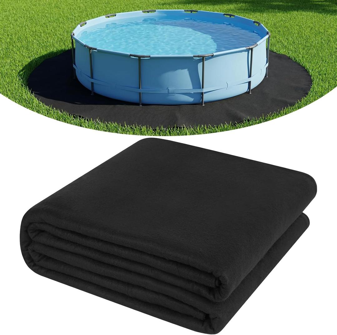 24 FT Round Pool Liner Pad for Above Ground Pools, Durable Pool Mat with Geotextile Material for Pool Bottom Strong Eco-Friendly Padding Under Pool Pad Protection,Prevents Punctures,Black