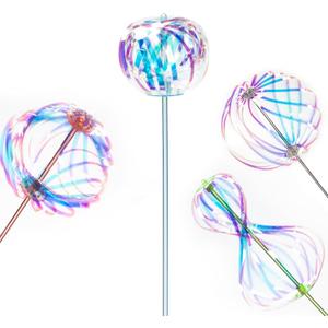 4 Pack Magic Rave Bubble Wand,Rainbow Spinner Toy,Rainbow Twirler Stick,Bubble Spinner Wand Toy for Adults, Colorful Wand for Party and Festivals.(Color)