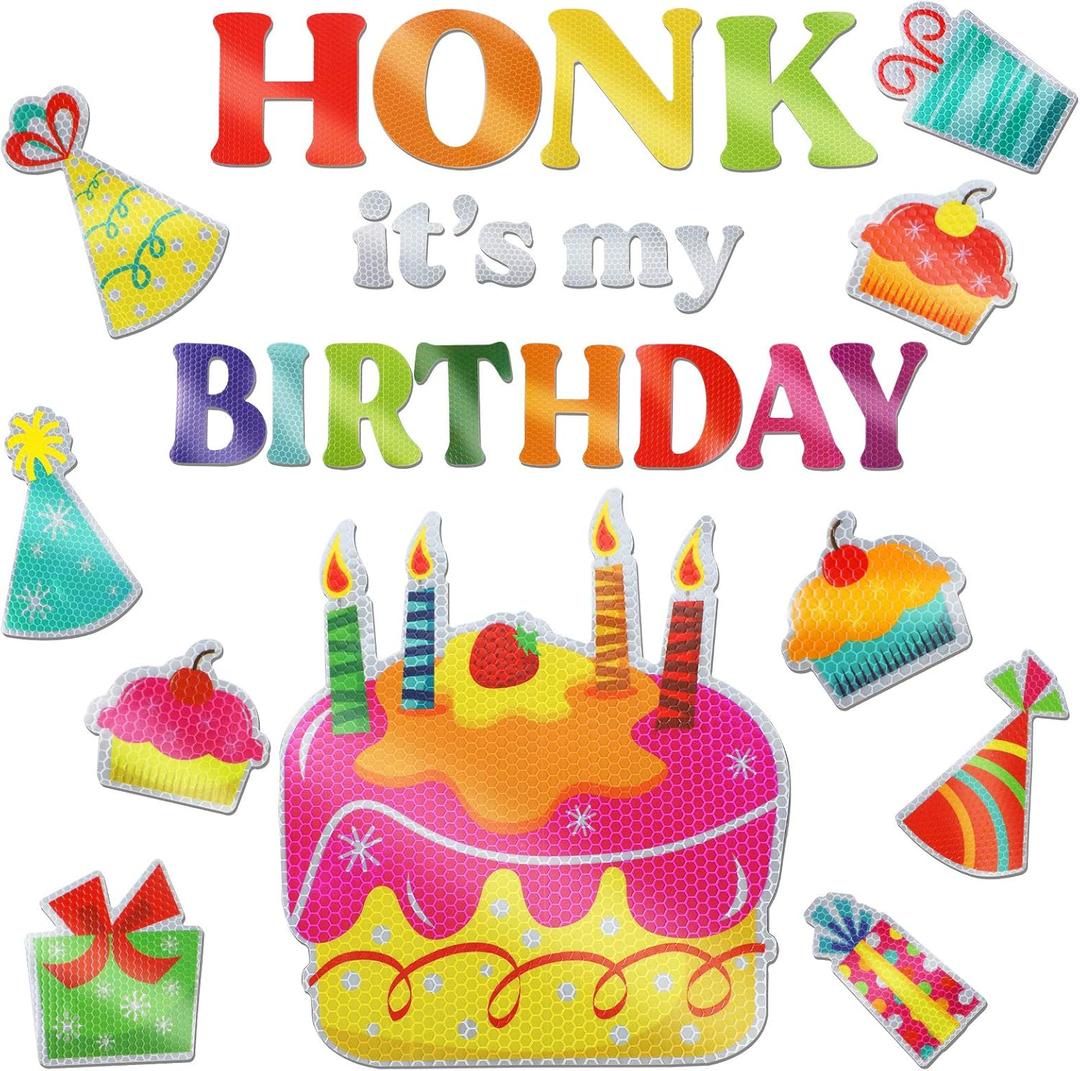 Frienda 27 Pieces Birthday Car Decoration Colorful Reflective Automotive Happy Birthday Magnets for Car Refrigerator Metal Surface Decoration