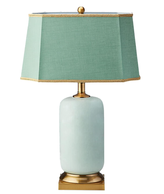Green Ceramic Table Lamp Resin Green Glazed LED Table Lamp with Green Fabric Lampshade Modern Bedside Desk Nightstand Table Lamp for Bedroom Living Room Office College Bookcase
