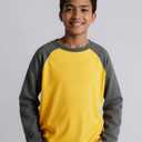 Cadidi Dinos Boys Girls Long Sleeve Shirts Cotton Casual Crewneck Printed Kids T-Shirts (Yellow, 6-7)