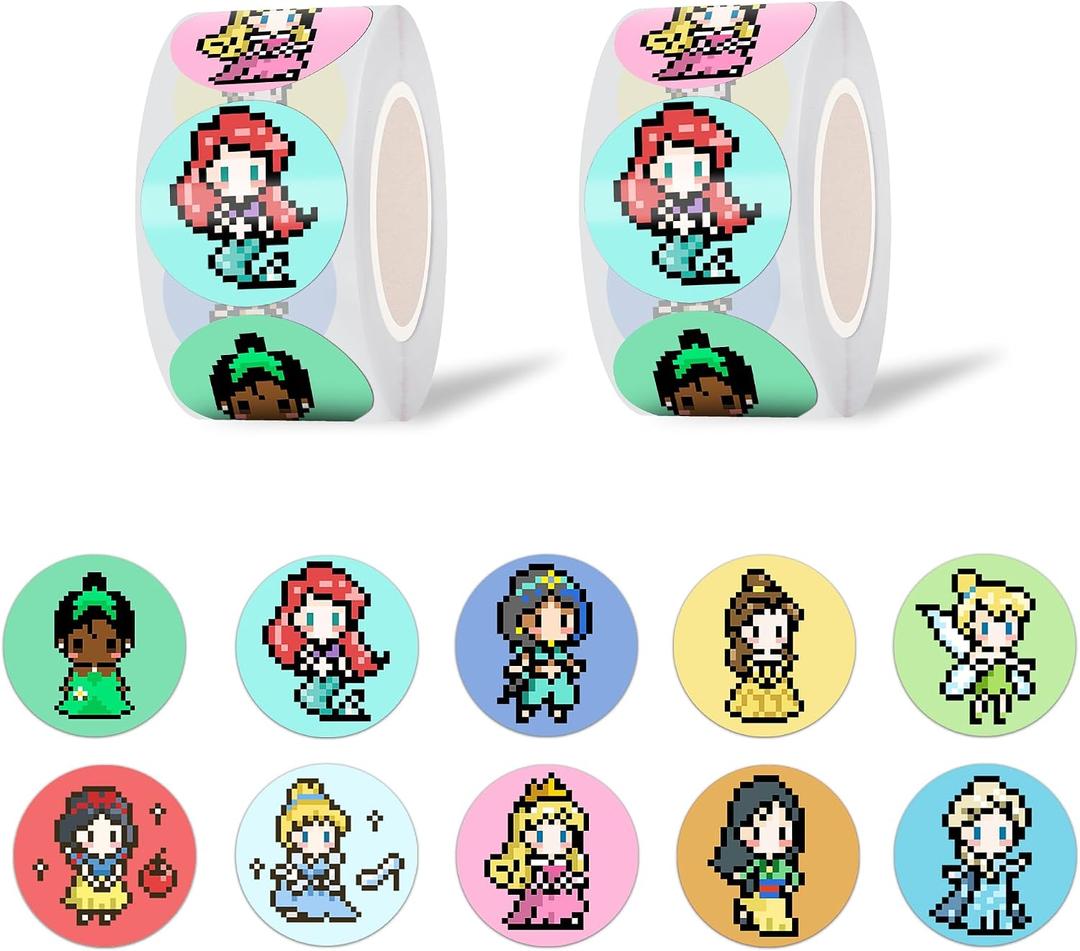 Cute Pixel Princess Dot Stickers Roll(2 x 500 pcs)