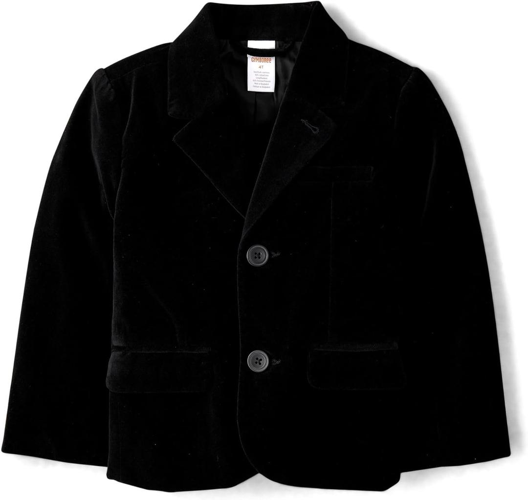 Gymboree Boys and Toddler Blazer (12-18 Months, Black/Black Velvet)