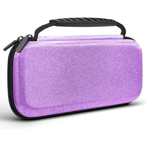 Glitter Carrying Case for Nintendo Switch and Switch OLED Console, Purple Hard Travel Case Shell Pouch for Nintendo Switch Console & Accessories, Protective Carry Case Compatible with Nintendo for Girls