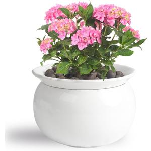 BUYMAX African Violet Pots, 6 inch Ceramic Easy Self Watering Plant Pot for Busy Plant Lovers, Automatically Absorb Appropriate Amount of Water, Flower Pot Indoor-Plants Not Included (Wihte)