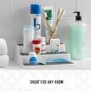 Copco 3-Tier Spice Rack Organizer for Cabinet or Pantry, 10-Inch Non-Skid Tiered Shelf, White/Gray Design Holds Spice Jars, Cans, and Bottles