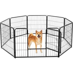 DUMOS Dog Playpen 8 Panels 32 Inch Indoor Outdoor Metal Pet Fence