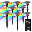 Linkind Smart Solar Spot Lights Outdoor SL5C, Solar Lights Outdoor Spotlight Cool/Warm White/Color Changing, APP/Voice Control IP67 Landscape Lighting for Yard, Garden, Pathway(8 Pack)