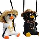 2 PCS Cute Swinging Duck Car Decoration  Action Character Hanging Ornament for Rearview Mirror  Spring Motion Dashboard Toy for Kids & Adults