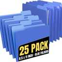 1InTheOffice Blue File Folders Top-Tab File Folders, 3 Tab, Blue Folders, Letter Size, 25/Pack