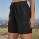 Women's Hiking Shorts Quick Dry Lightweight Cargo Pants Water Resistant Athletic Shorts with 4 Zipper Pockets (Black, XXL)