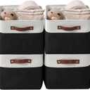 DECOMOMO Storage Bins Fabric Storage Baskets for Shelves, Linen Closet Organization Toys Nursery (Black and White, Large - 4 Pack) (Large/4P - 15"x11"x9.5")