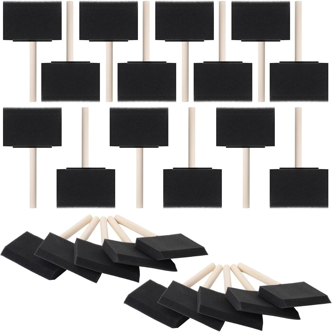 Bates Foam Paint Brushes, 4-Inch, 24 Pack - Sponge Brushes for Painting, Staining, and Mod Podge (Black)