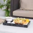 Marble Bathroom Vanity Tray, Natural Luxury Vanity Home Kitchen Bathroom Table Tray, Stone Decorative Countertop Dresser Trays for Key Coffee Perfume Jewelry Makeup (Blackish Green, 12" x 8" x 1.2")