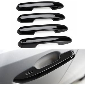 Upgraded Snap-on Door Handle Cover Compatible for 2019-2024 2025 Toyota Rav4 Accessories for Highlander 2020-2024 No Adhesive Black Handle Protectors (Glossy Black)