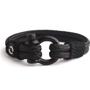 Mens Rope Bracelet - Stainless Steel Black Shackle, Extremely Durable and Scratch Resistant Waterproof Paracord, Handmade, Nautical Wristband for Men