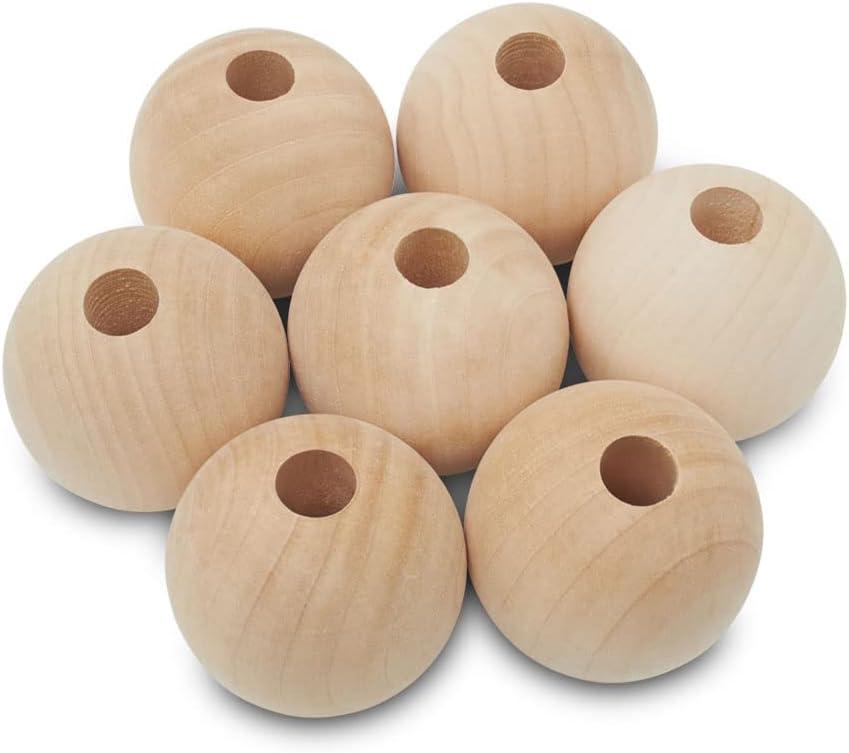 Large Wooden Beads for Crafts - Pack of 12 51mm 2 x 1/2 Inch Hole Large Wood Beads for Crafts withHoles for DIY | Round Wooden Balls for Crafts | Wood Beads for Jewelry Making | Woodpeckers