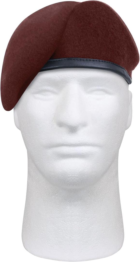 Rothco Pre-Shaved Inspection Ready Beret - Rugged Wool Hat - Ready for Duty (7 3/4, Maroon)