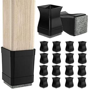 Square Chair Leg Protectors for Hardwood Floors, 14 Pcs Silicone Felt Furniture Leg Cover,Black.1.575" to 1.811".