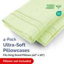 King Pillow Cases Set of 4 - Ultra Soft Hotel Quality Pillowcase Covers - Comfy, Cozy & Wrinkle Free - Shrinkage & Fade Resistant - Machine Washable Pillow Protectors - 4 Piece Set - Light Sage Green