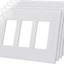 CML 3-Gang Screwless Wall Plate Cover, Mid-Size 4.88" x 6.76", Midway Triple Faceplate Cover for Decorator Receptacle Outlet & Switch, UL Listed, 4 Pack, White