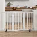 Dog Gate 32" Tall Freestanding Dog Gate for Doorways Foldable Pet Gate for Dogs Indoor (White,3 Panel)