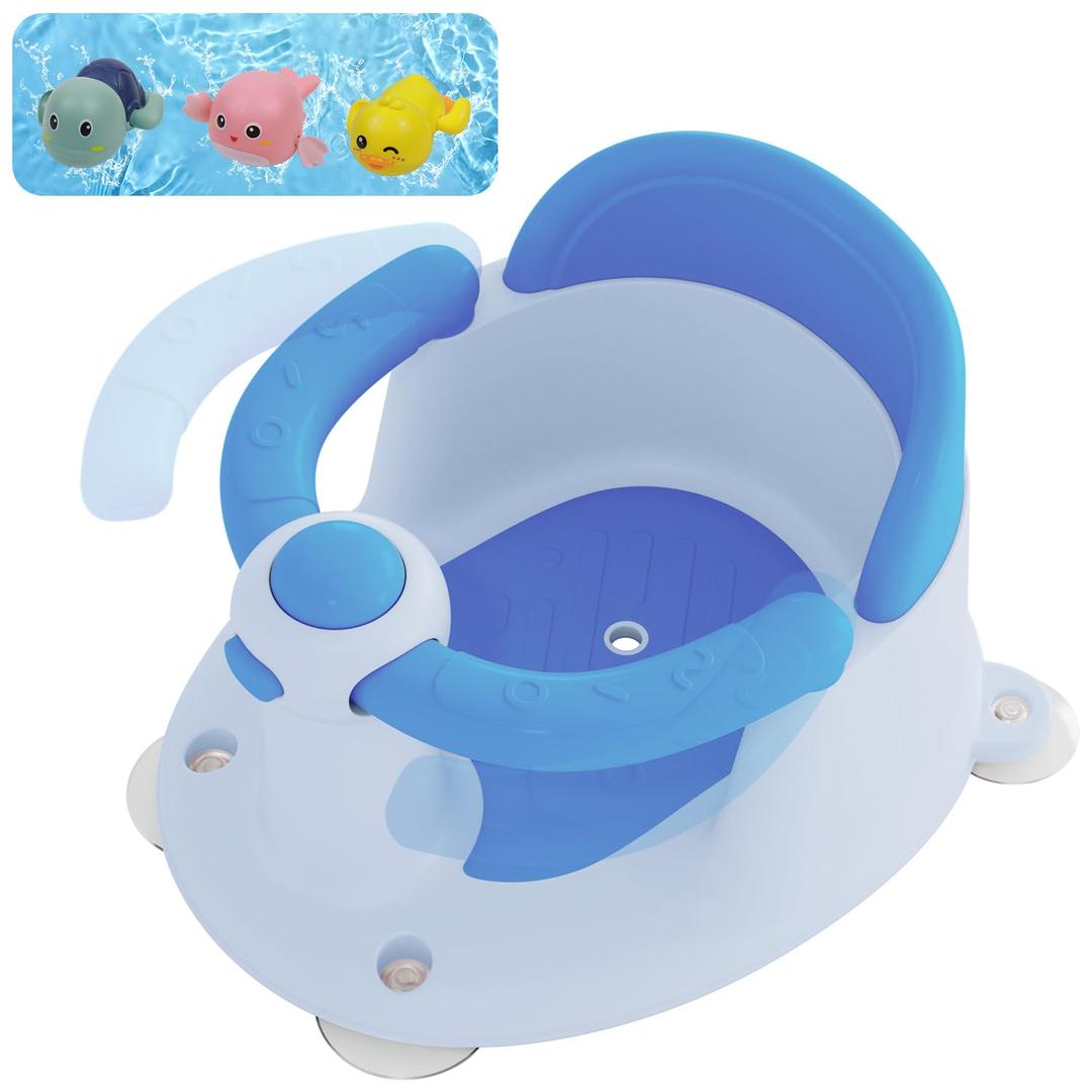 Baby Bath Seat for Babies 6 Months & Up, Bath Seats for Babies Sitting Up, 3 Baby Bath Toys, Open Design, Non-Slip, Compact Toddler Bath Seat. Baby Bath Seat for Babies 6 Months & Up, Bath Seats for Babies Sitting Up, 3 Baby Bath Toys, Open Design, Non-Slip, Compact Toddler Bath Seat.