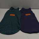 FUAMEY 2 Pack Dog Fleece Vest for Medium Dogs,Yorkshire Bichon Schnauzer Stretchy Dog Sweatshirts Warm Dogs Pullover Winter Pet Sweaters with Leash Hole Puppy Turtleneck Sleeveless Green Stripes M (Medium(Chest:18.5in))