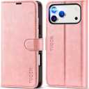 TUCCH Case Wallet for iPhone 17 Pro Max (6.9") 2025, Stand | RFID Blocking | 4 Card Holders | PU Leather | Magnetic Closure Folio Protective Cover | TPU Shockproof Inner Shell | Rose Gold
