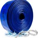 ZYfire Pool Backwash Hose with 2 Clamps - 2" x 100 FT PVC Lay Flat Discharge Hose Heavy Duty Reinforced Pool Hose Weather and Burst Resistant for Pool Drain, Sump Pump, Pool Filter