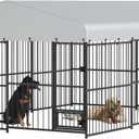 Outdoor Dog Kennel, Large Dog Enclosures with Waterproof Cover, Feeding Doors, Large Dog Kennel Outdoor for Garden Backyard10157FT