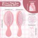 Mimorou 20 Sets Friendship Gifts Bulk Coquette Bow Hairbrushes Mirrors Cards with Bags for Galentines Party Favors Girls Trip Weekend Bachelorette Pink Friends Gifts