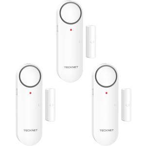 TECKNET Door Alarms When Opened, Window Door Alarm for Kids Safety, 2-in-1 Alarm & Chime, Door Sensor for Home Security, 3-Level Volume Control, Window Alarms for Garages, Apartment, 3Pcs