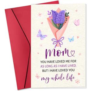 2 x Pawzity Mothers Day Cards for Mom from Daughter Son Kids Toddlers - Happy Flowers Mothers Day Cards from Kids for Mother - 5.3''x 8'' Sentimental Card with Handmade Knitted Flower Crochet & Envelope