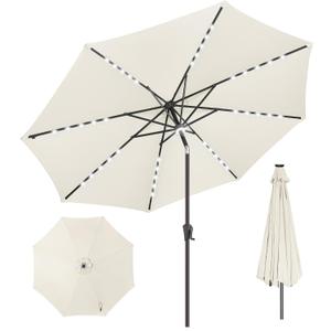 9ft Solar Umbrella Outdoor - Lighted Solar Patio Umbrella with 40 LED Lights Waterprool UV Protection, Table Umbrella with Tilt for Pool, Porch, Garden, Deck, Backyard (Ivory)