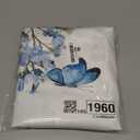 Spring Round Tablecloths 70 Inches Blue Hydrangea Butterfly Floral Decorative Round Tablecloth Summer Flower Washable Reusable Circle Table Cover for Home Kitchen Dining Room Party Outdoor