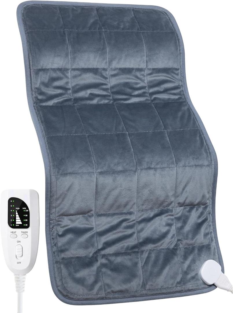 Weighted Heating Pad, 17''x 33" XXXL Extra-Large Electric Heat Pad for Back Pain Relief w/ 6 Heat Settings 2H Auto Shut-Off, w/4.9lbs BPA-Free Beads for Cramps Neck Shoulder Arms Legs Machine Washable
