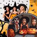 9 x Faccito 480 Pcs Bat Halloween Party Stickers for Kids Bulk Jack-o-Lantern Pumpkin Ghost Spider Black Bat Green Zombies Black Cat Candy Corn Witch Hat Assorted Sticker for Halloween Party Favor