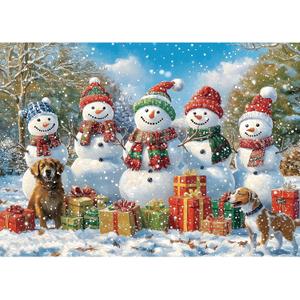 Winter Snowman 1000 Piece Puzzle for Adults, Fun Puzzles for Adults 1000 Pieces with HD Print Poster, 27.5" X 19.7" Dust Free, for Gifts Birthday Holiday Party Family Games Lovers
