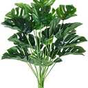 RECUTMS Artificial Palm Tree Leave Plants Faux Large Tropical Monstera Turtle Leaf Indoor Outdoor UV Resistant Fake Plant Greenery Hawaiian Luau Jungle Beach Party Home Garden Spring Summer Decoration