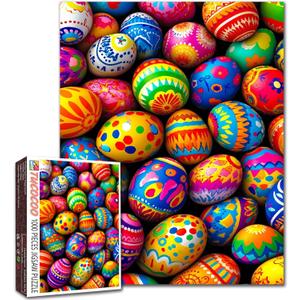 Tucocoo 1000 Piece Easter Eggs Jigsaw Puzzle, Colorful Painted Eggs Art, 27 x 20 Inches, Gift, DIY, Game Nights