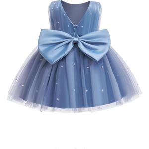 Toddler Baby Girls Princess Birthday Dress Flower Girl Pageant Party Tutu Wedding Formal Dresses Tulle Gown, 6-9 Months, Dusty Blue