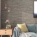 FunStick 24"x200" Thick Brown Grasscloth Peel and Stick Wallpaper Textured Grasscloth Wall Paper for Walls Fabric Contact Paper Waterproof Self Adhesive Renter Friendly Wallpaper for Bedroom Cabinets (Grey Taupe Brown)