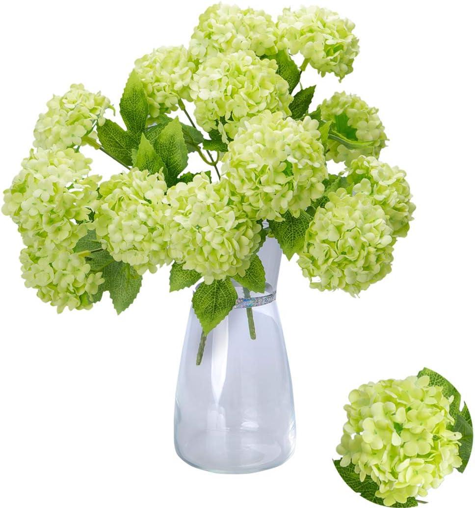 GREENTIME 13 Artificial Hydrangea Flowers Fake Hydrangea Bouquet with 7 Head 3.15 Tiny Hydrangea for Wedding Bouquet Party Home Decor DIY Baby Shower Centerpieces Tables Decoration(Green)