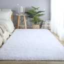 CAIYUECS Shag Area Rug,Indoor Ultra Soft Plush Rugs for Bedroom Living Room, Non-Skid Modern Nursery Faux Fur Rugs for Kids Room Home Decor (4x6 Feet, White)