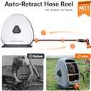 Giraffe Tools Retractable Heavy Duty Hose Reel, 1/2" x 100FT Automatic Rewind Garden Hose Reel with 360 Swivel Base, Ground Mounted for Lawn, Patio, Concrete Floor & Yard Watering
