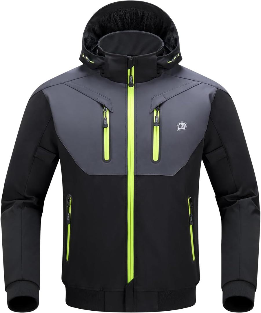 BORLENI Mens Motorcycle Jacket with CE Armor All-Season Motorbike Riding Jackets Men Winter thermal Liner Hood Windproof (Medium, Black)