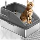 Stainless Steel Cat Litter Box, Extra Large Litter Boxes for Big Cats, Anti-Urine Leakage XL Litter Box with High Sides, Xlarge Metal Litter Box with Lid, Easy Clean, Non-Sticky, Cat Mat & Metal Scoop (X-Large, Dark Grey)